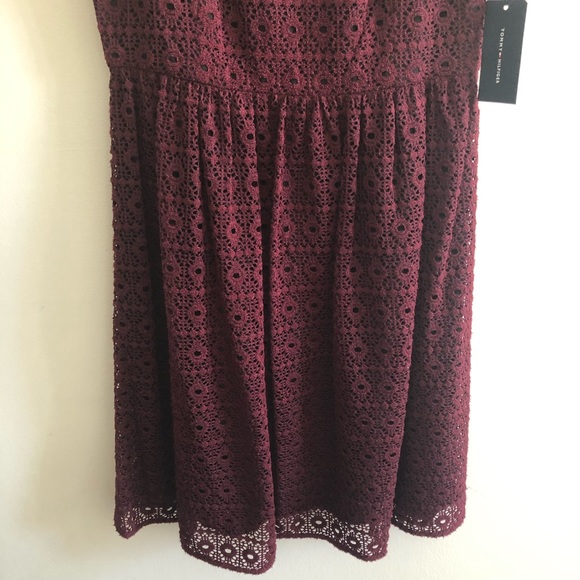 Tommy Hilfiger New Red Crochet Lace Overlay Dress - Picture 4 of 8